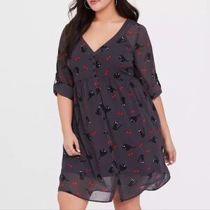 Kiki's Delivery Service X Studio Ghibi Jiji And Bows Gray Dress Size Large 12